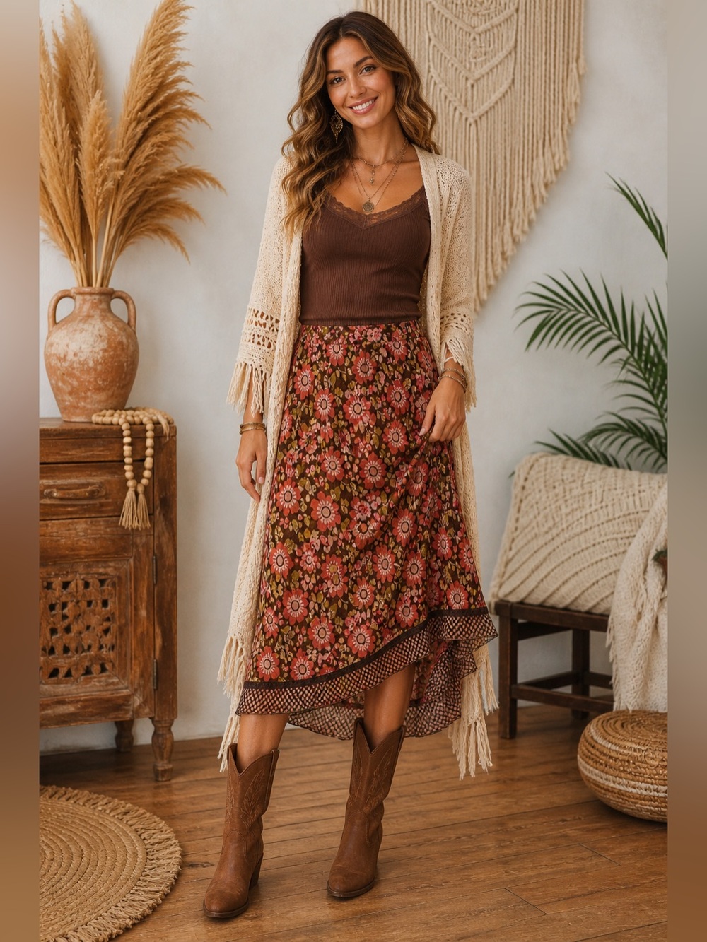 Vintage Sigrid Olsen Floral Midi Skirt – Boho Cottagecore 🌸